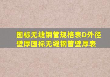 国标无缝钢管规格表(D外径壁厚国标无缝钢管壁厚表 