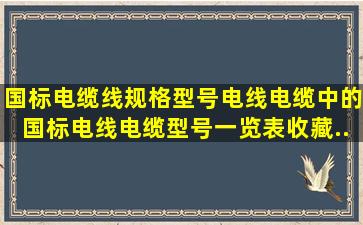 国标电缆线规格型号、电线电缆中的国标电线电缆型号一览表(收藏...