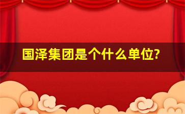 国泽集团是个什么单位?