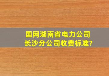 国网湖南省电力公司长沙分公司收费标准?