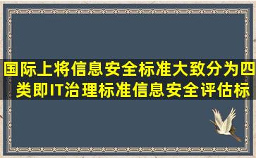 国际上将信息安全标准大致分为四类,即IT治理标准、信息安全评估标准...