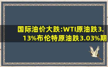 国际油价大跌:WTI原油跌3.13%,布伦特原油跌3.03%期货频道