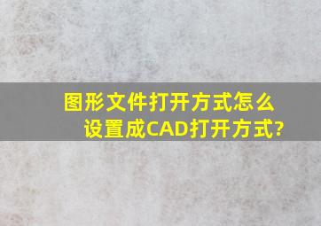 图形文件打开方式怎么设置成CAD打开方式?