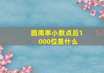 圆周率小数点后1000位是什么 