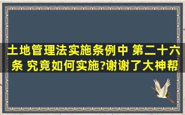 土地管理法实施条例中 第二十六条 究竟如何实施?谢谢了,大神帮忙啊