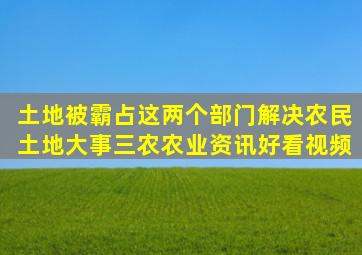 土地被霸占,这两个部门,解决农民土地大事,三农,农业资讯,好看视频