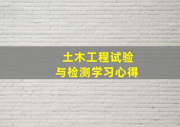 土木工程试验与检测学习心得