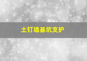 土钉墙基坑支护