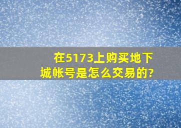 在5173上购买地下城帐号是怎么交易的?