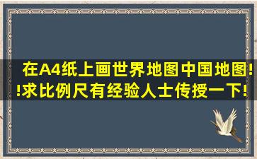 在A4纸上画世界地图、中国地图!!求比例尺,有经验人士传授一下!