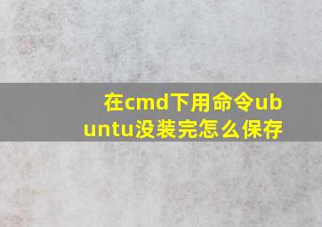 在cmd下用命令ubuntu,没装完,怎么保存