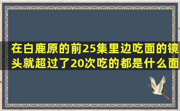 在《白鹿原》的前25集里边吃面的镜头就超过了20次吃的都是什么面(