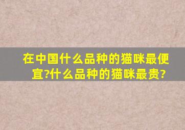 在中国,什么品种的猫咪最便宜?什么品种的猫咪最贵?