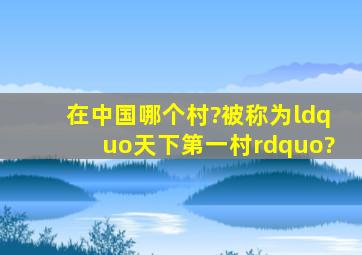 在中国哪个村?被称为“天下第一村”?