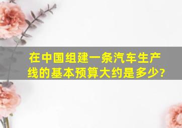 在中国组建一条汽车生产线的基本预算大约是多少?