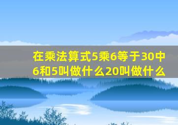 在乘法算式5乘6等于30中,6和5叫做什么,20叫做什么