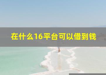 在什么16平台可以借到钱