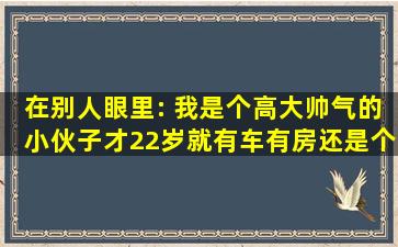 在别人眼里: 我是个高大帅气的小伙子,才22岁就有车有房还是个老板,...