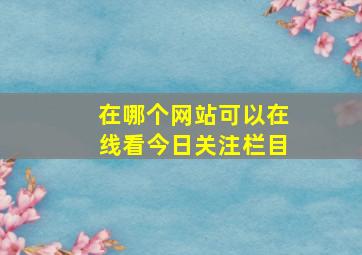 在哪个网站可以在线看《今日关注》栏目