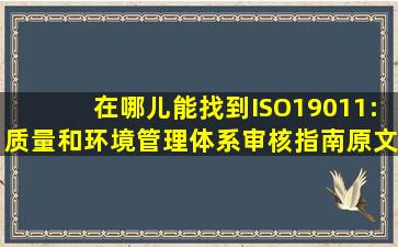 在哪儿能找到ISO19011:《质量和环境管理体系审核指南》原文呀