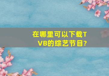 在哪里可以下载TVB的综艺节目?