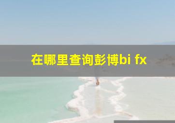 在哪里查询彭博bi fx