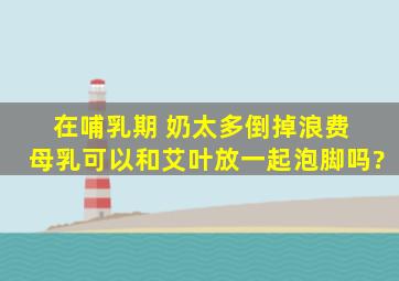 在哺乳期 奶太多倒掉浪费 母乳可以和艾叶放一起泡脚吗?