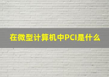 在微型计算机中,PCI是什么