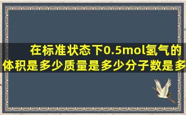 在标准状态下,0.5mol氢气的体积是多少,质量是多少,分子数是多少?