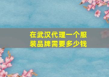 在武汉代理一个服装品牌需要多少钱