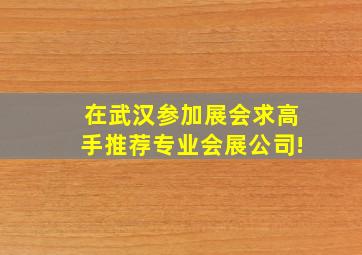 在武汉参加展会,求高手推荐专业会展公司!