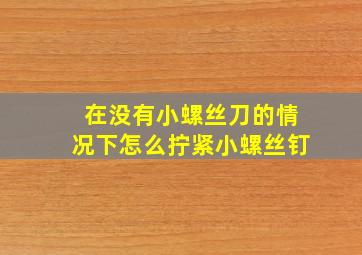 在没有小螺丝刀的情况下怎么拧紧小螺丝钉