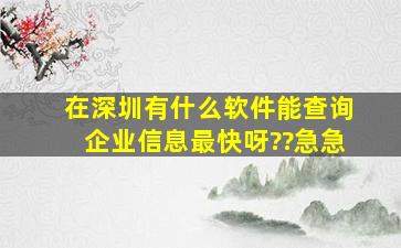 在深圳有什么软件能查询企业信息最快呀??急急、、、、、