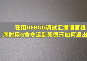 在用DEBUG调试汇编语言程序时,用G命令,运到死循环如何退出