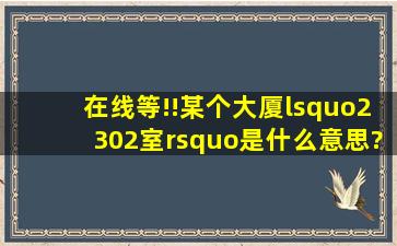 在线等!!某个大厦‘2302室’是什么意思?急!!谢谢了!!!