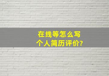 在线等,怎么写个人简历评价?