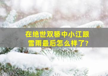 在绝世双骄中,小江跟雪雨,最后怎么样了?