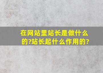 在网站里站长是做什么的?站长起什么作用的?