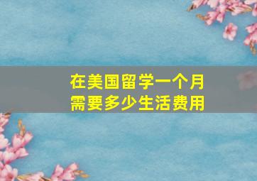 在美国留学一个月需要多少生活费用