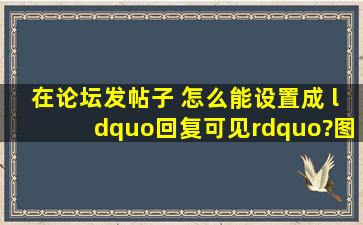 在论坛发帖子 怎么能设置成 “回复可见”?图片也要回复可见