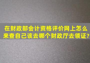 在财政部会计资格评价网上怎么来查自己该去哪个财政厅去领证?