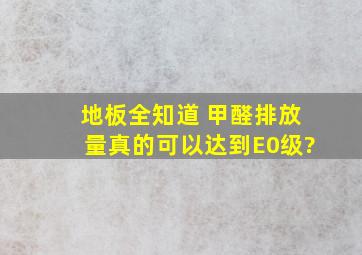 地板全知道 甲醛排放量真的可以达到E0级?