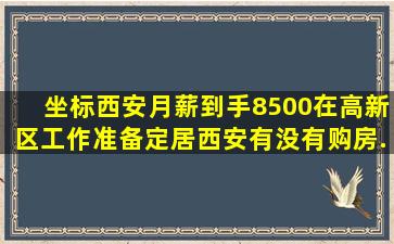 坐标西安,月薪到手8500,在高新区工作,准备定居西安,有没有购房...