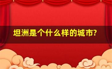 坦洲是个什么样的城市?