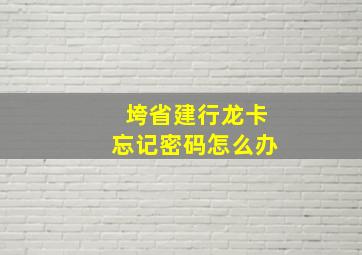 垮省建行龙卡忘记密码怎么办