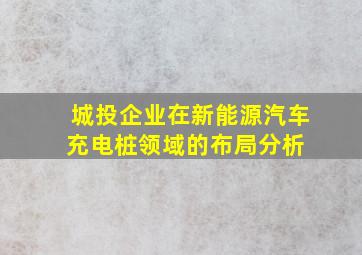 城投企业在新能源汽车充电桩领域的布局分析 