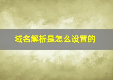 域名解析是怎么设置的