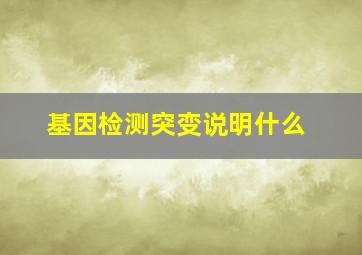 基因检测突变说明什么