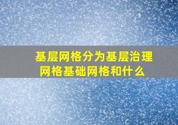 基层网格分为基层治理网格基础网格和什么 