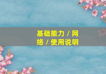 基础能力 / 网络 / 使用说明